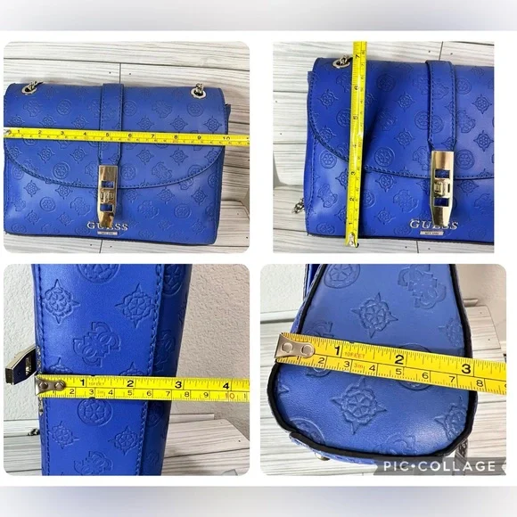 GUESS NWOT Blue Peony Debossed Logo Crossbody Shoulder Bag - Picture 14 of 14